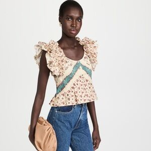 Ulla Johnson Milla Ruffle Sleeve Top, 0 XS